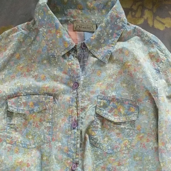 Art&soul cotton floral button shirt size M - Picture 1 of 4